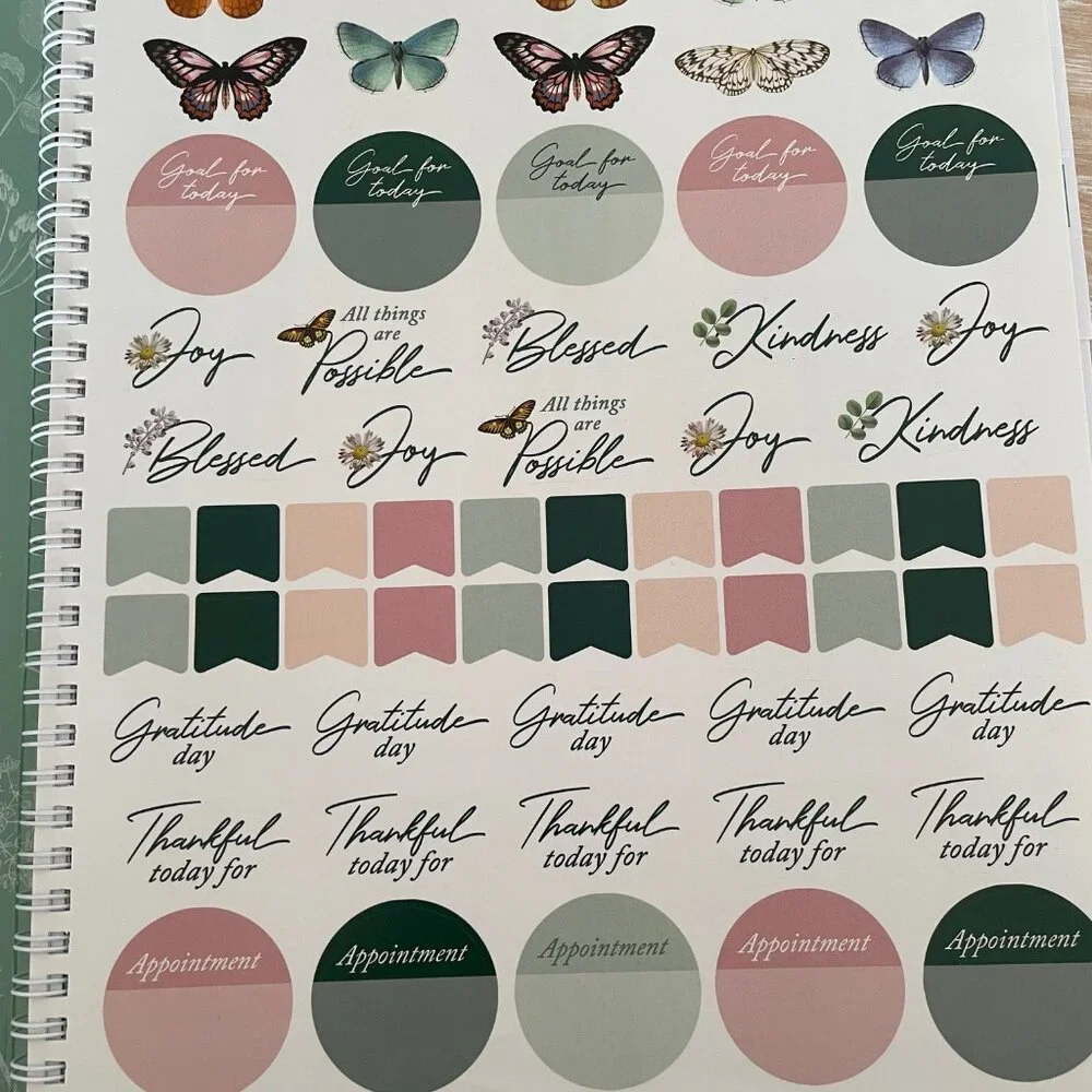 Punch Studio Nature's Grace Butterflies, Undated Monthly Guided Spiral Planner